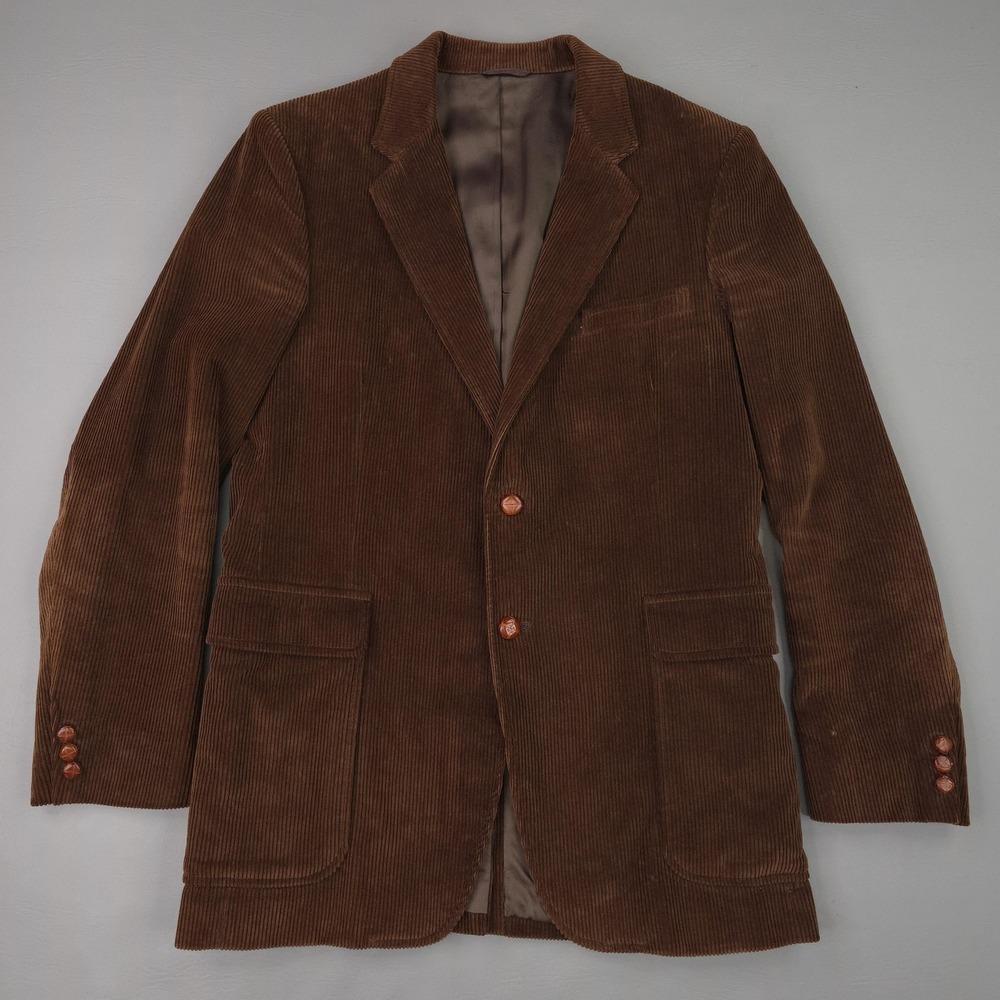 Van Heusen Blazer Mens 42L Brown Corduroy Sport Coat Jacket Casual Fall Classic